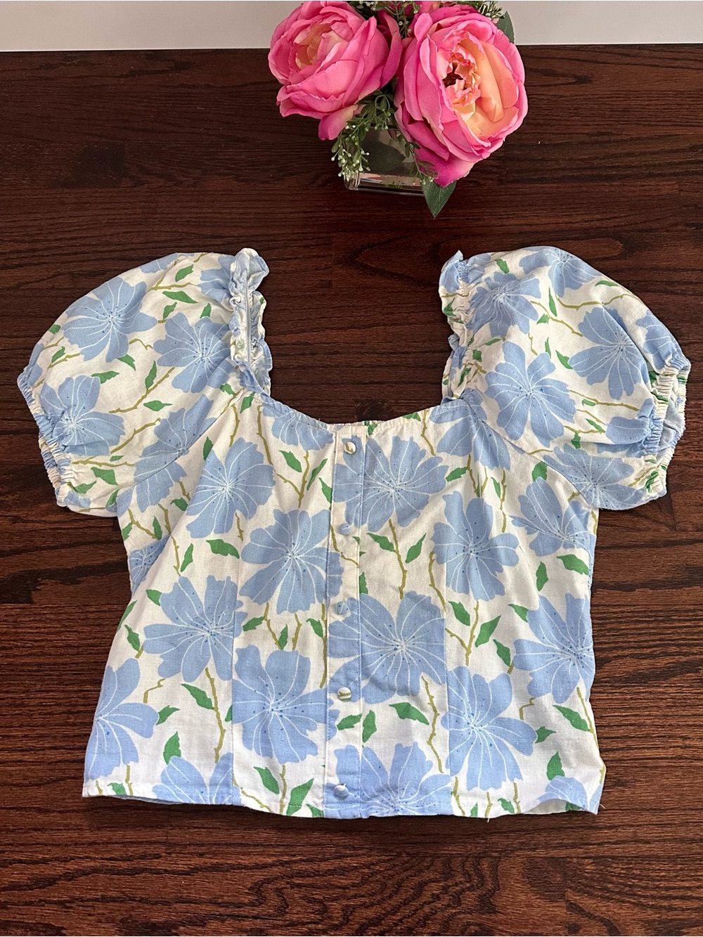 Who What Wear floral linen top, size XS